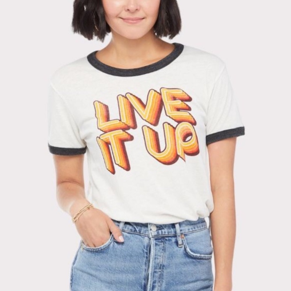 NWT CHASER Live It Up Ringer Tee In Vintage White - Picture 2 of 7